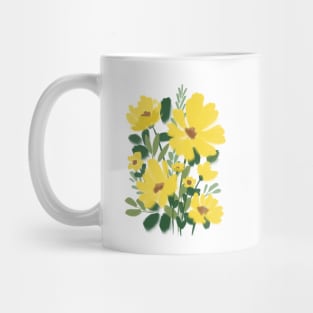 Yellow Abstract Wild Flowers Illustration Mug